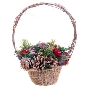 Julepynt Rød Multifarvet Spanskrør Plastik Foam Ananas Kurv 21 x 21 x 30 cm